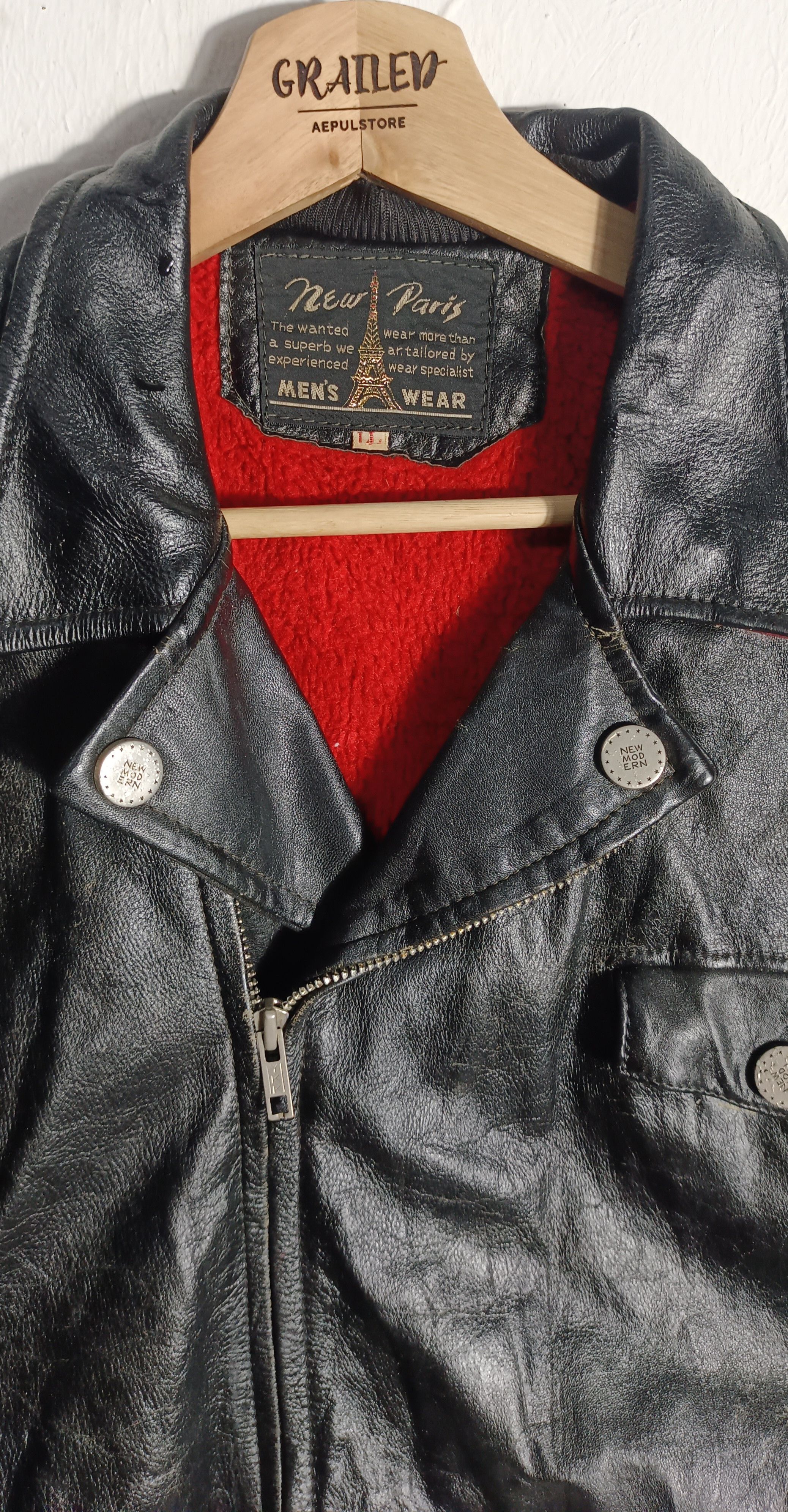 If Six Was Nine Vtg 1980s💥New Paris Bikers Leather Jacket Size US M / EU 48-50 / 2 - 13 Thumbnail