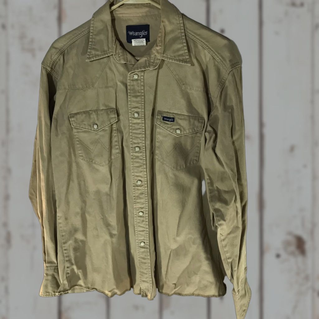 Wrangler VINTAGE Wrangler WW70140 Beige Pearl Snap Front Western Shirt Mens Size L Casual Workwear Size US L / EU 52-54 / 3 - 1 Thumbnail