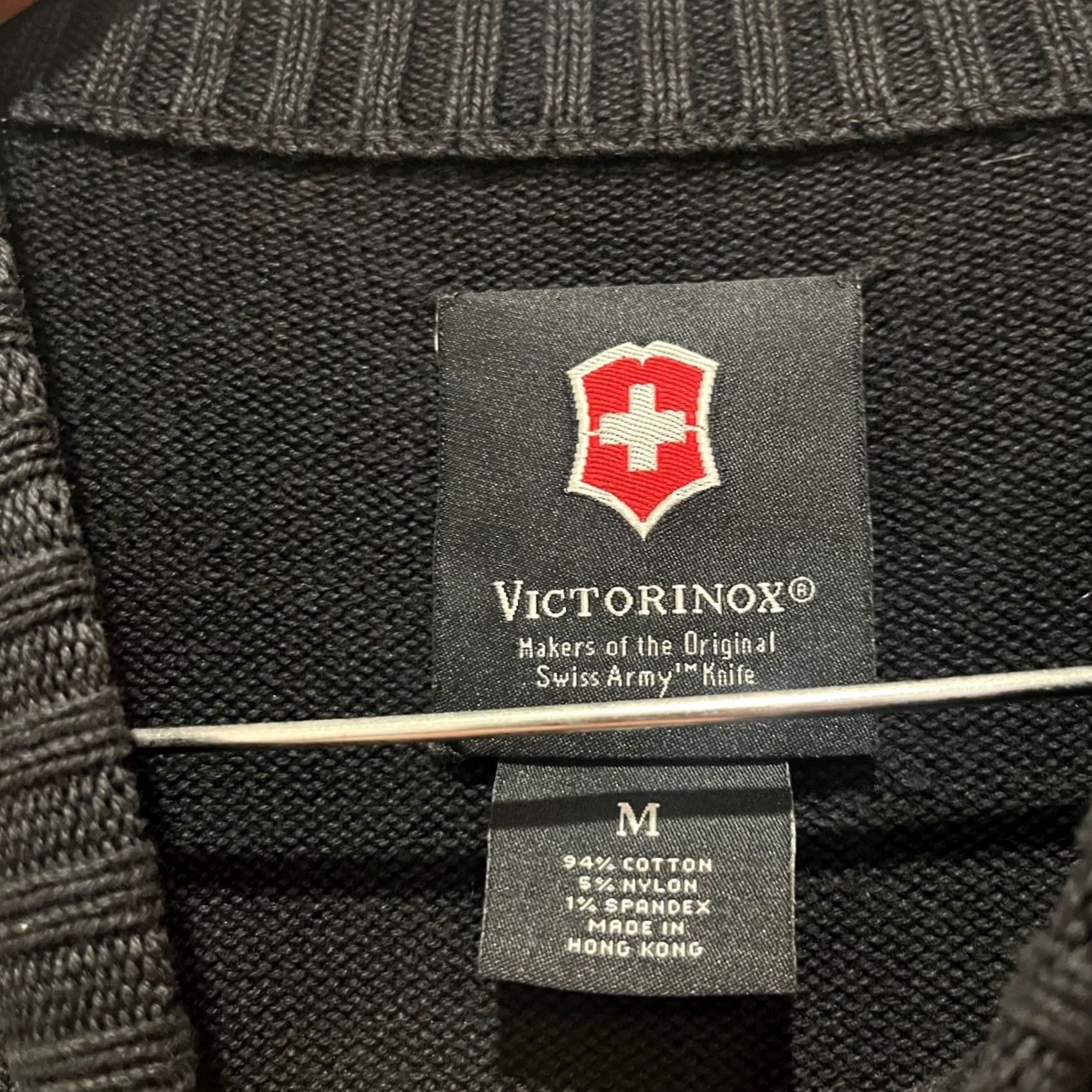 Victorinox Victorinox Swiss Army Mens Black Cotton Blend Ribbed Shoulder Sweater Size M Size US M / EU 48-50 / 2 - 3 Thumbnail