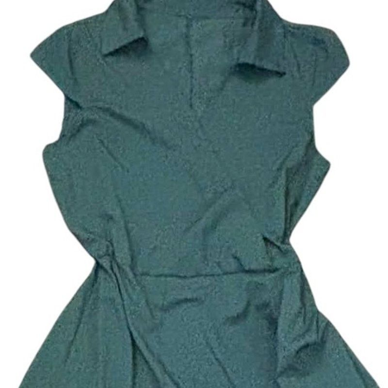 Other Teal Sleeveless Dress Collar Stretch Sinch Wrap Waist Med Size M / US 6-8 / IT 42-44 - 2 Thumbnail