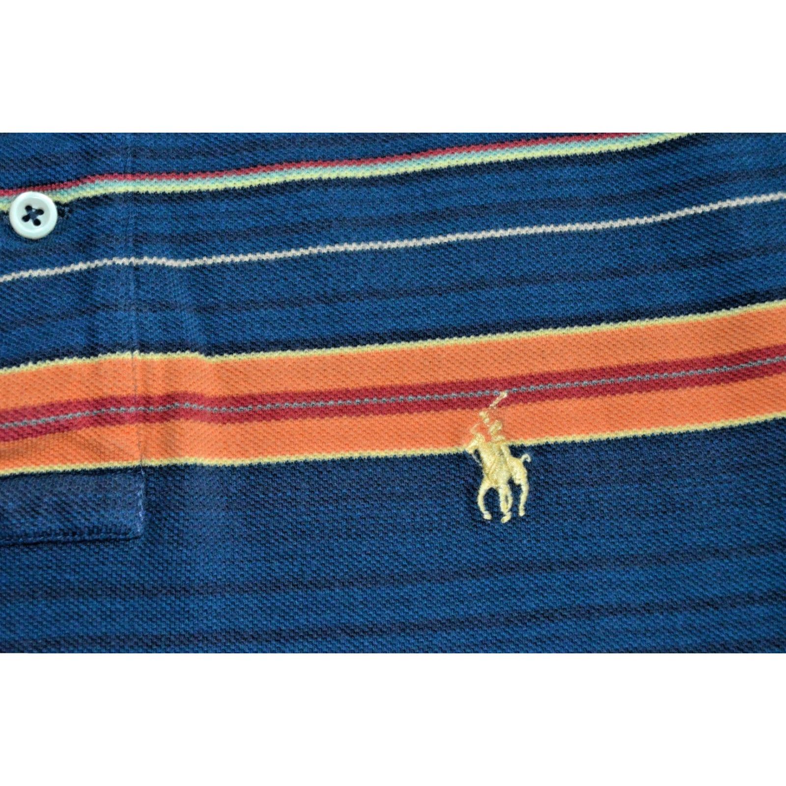 Polo Ralph Lauren Vtg Polo Ralph Lauren Polo Shirt M Blue Stripe Cotton Mens Polo SS Shirt Size US M / EU 48-50 / 2 - 3 Thumbnail