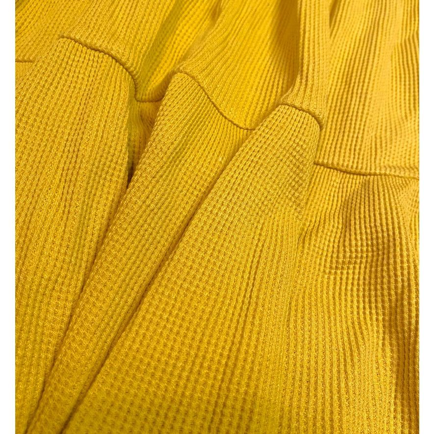 Anthropologie Maeve by Anthropologie Mustard Tiered Cotton Waffle Top XS Size XS / US 0-2 / IT 36-38 - 2 Thumbnail