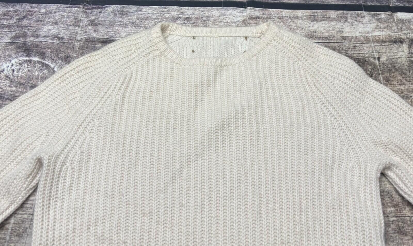 The Unbranded Brand Cashmere Sweater Womens XS Ivory Crew Neck Pullover Chunky Size XS / US 0-2 / IT 36-38 - 3 Thumbnail