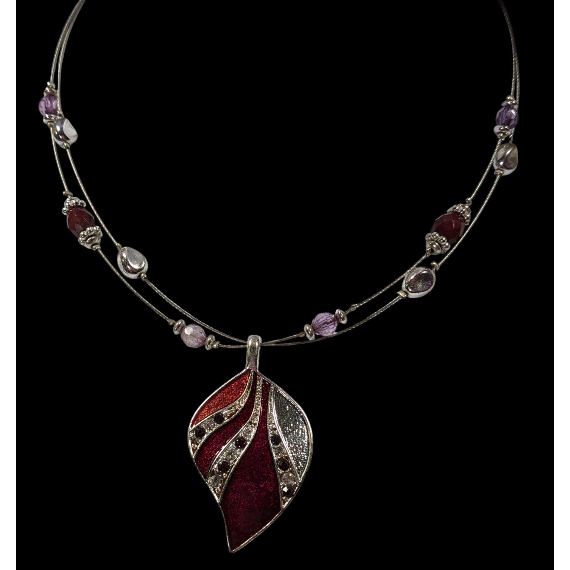 Kenneth Cole Kenneth Cole Fantasy Glam Red And Silver Tone Leaf Pendant F Size ONE SIZE - 3 Thumbnail