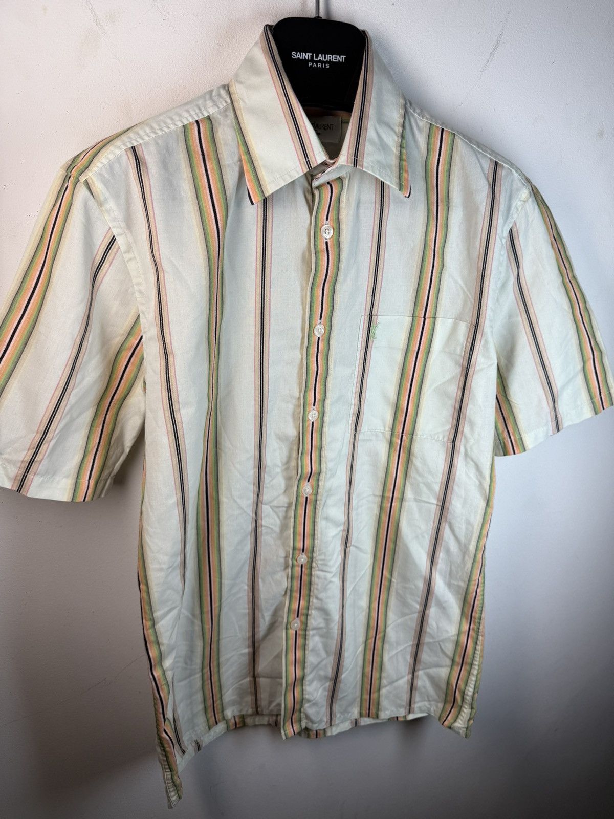 Multicolor YSL Shirt Short Sleeve Button Up Collar Vintage