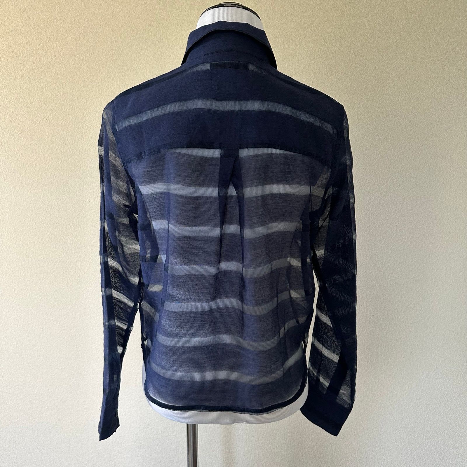 Rails Rails Cameron Sheer Panel Blouse Navy Cotton Silk XS Size XS / US 0-2 / IT 36-38 - 2 Thumbnail