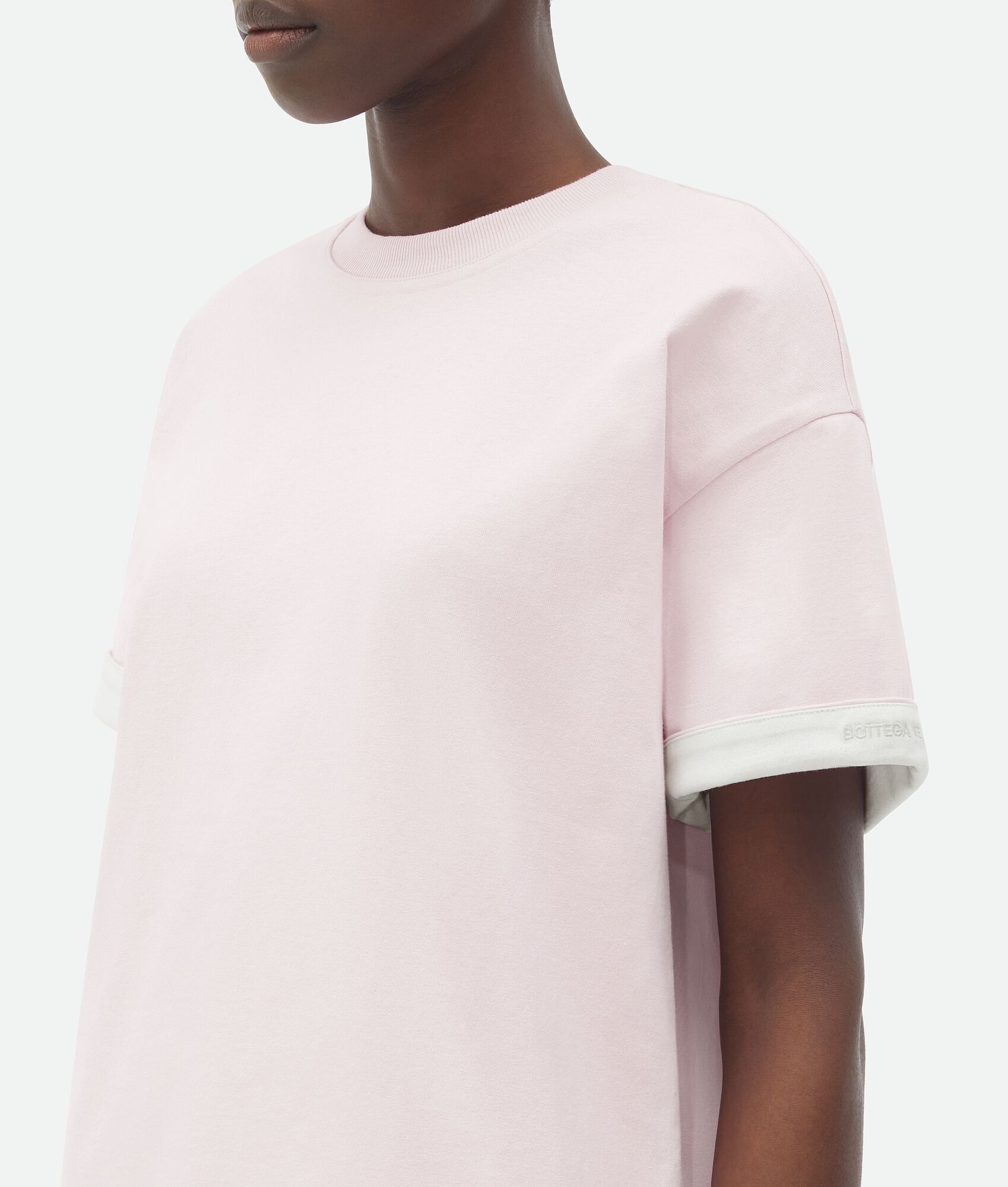 Bottega Veneta o1n1vont0325 Double Layer Relaxed Cotton T-Shirt Light Pink Size M / US 6-8 / IT 42-44 - 4 Thumbnail