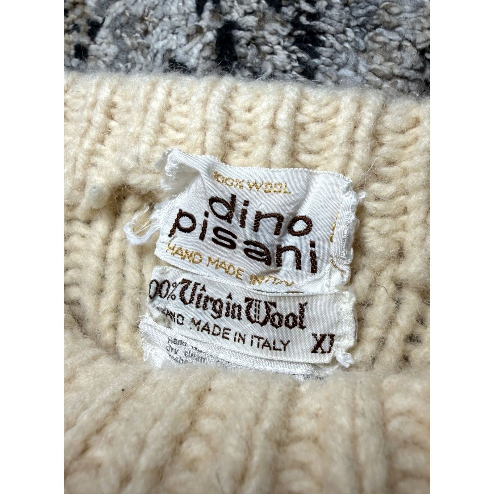 Vintage VINTAGE Dino Pisani Womens Sweater XL Beige Made In Italy Hand Knit Cable Fisherman Thick Wool Pullover 1960s Size XL / US 12-14 / IT 48-50 - 3 Thumbnail