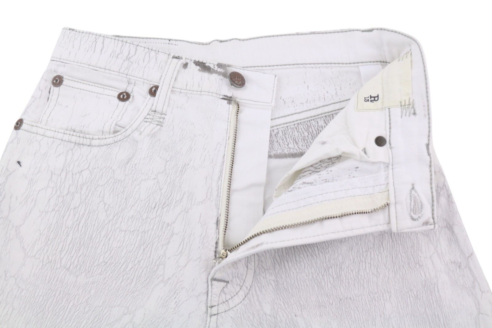 R13 JANE 26 Crackled Grey Slim Straight Stretch Long 85787 Size 26" / US 2 / IT 38 - 5 Thumbnail