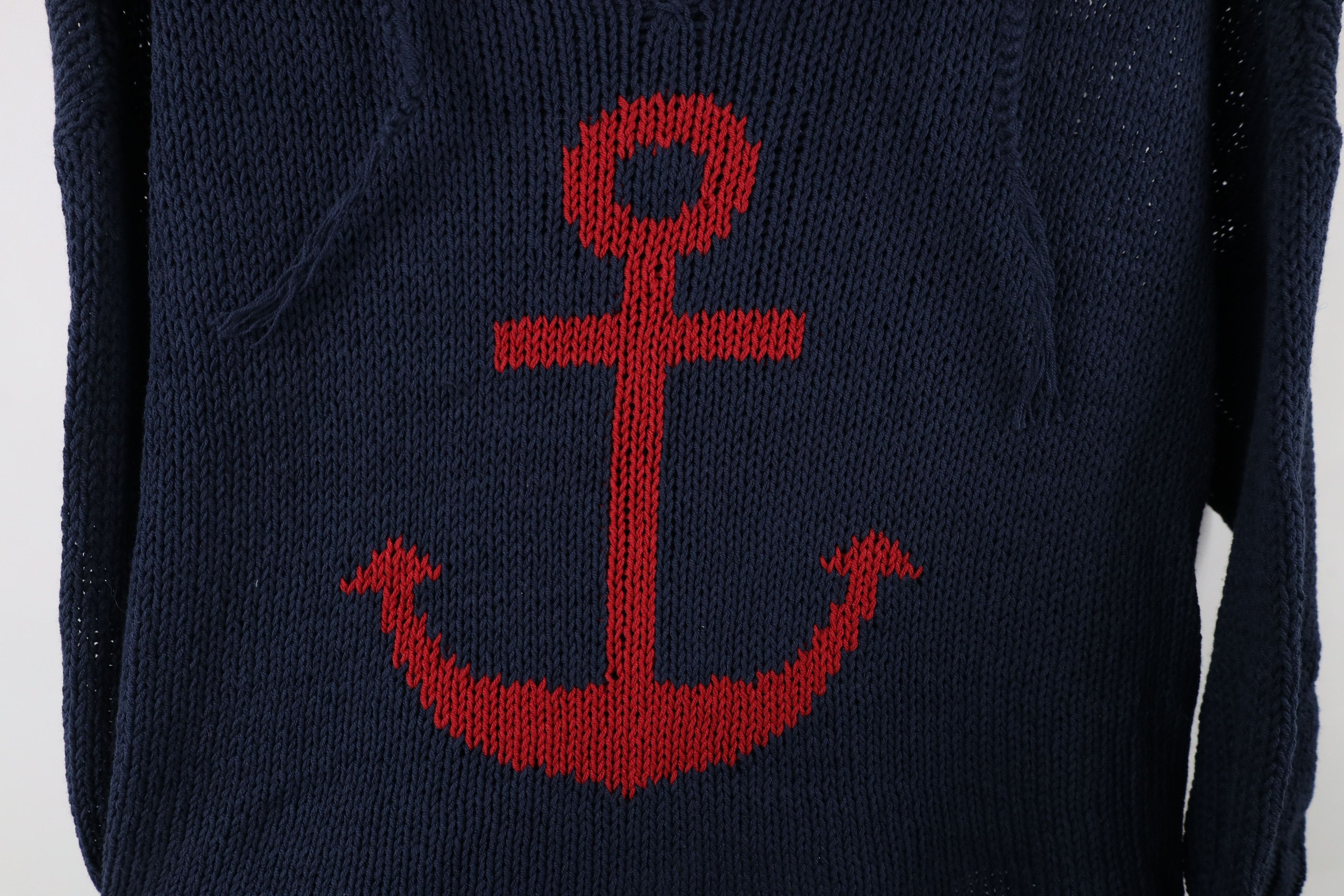 Vintage Wooden Ship Boat Anchor Marled Knit Sweater Blue Size M / US 6-8 / IT 42-44 - 4 Thumbnail