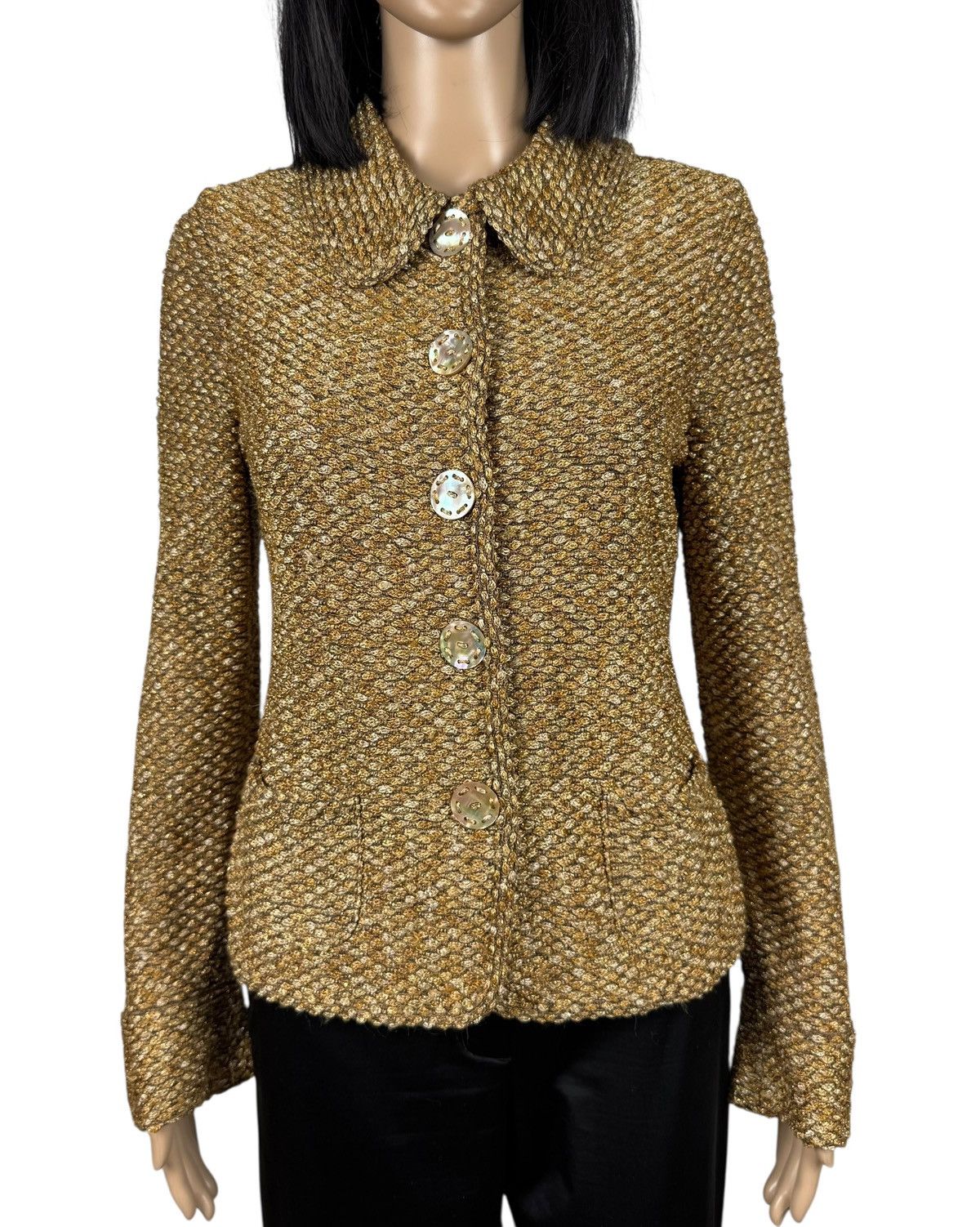 Escada Escada Gold Woven Viscose Jacket Collared size DE38 IT44 Size M / US 6-8 / IT 42-44 - 2 Thumbnail