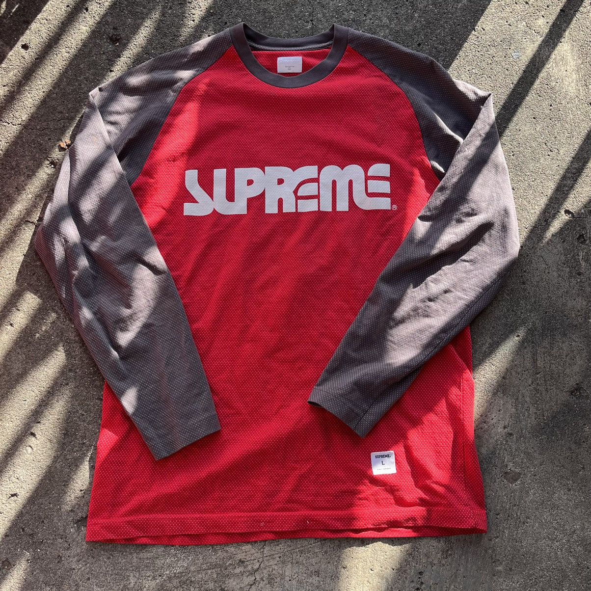 Pre-owned Supreme X Surf Style 2008 Supreme Surf Style Oakley Logo Flip Raglan Mesh Long Sleeve In Red