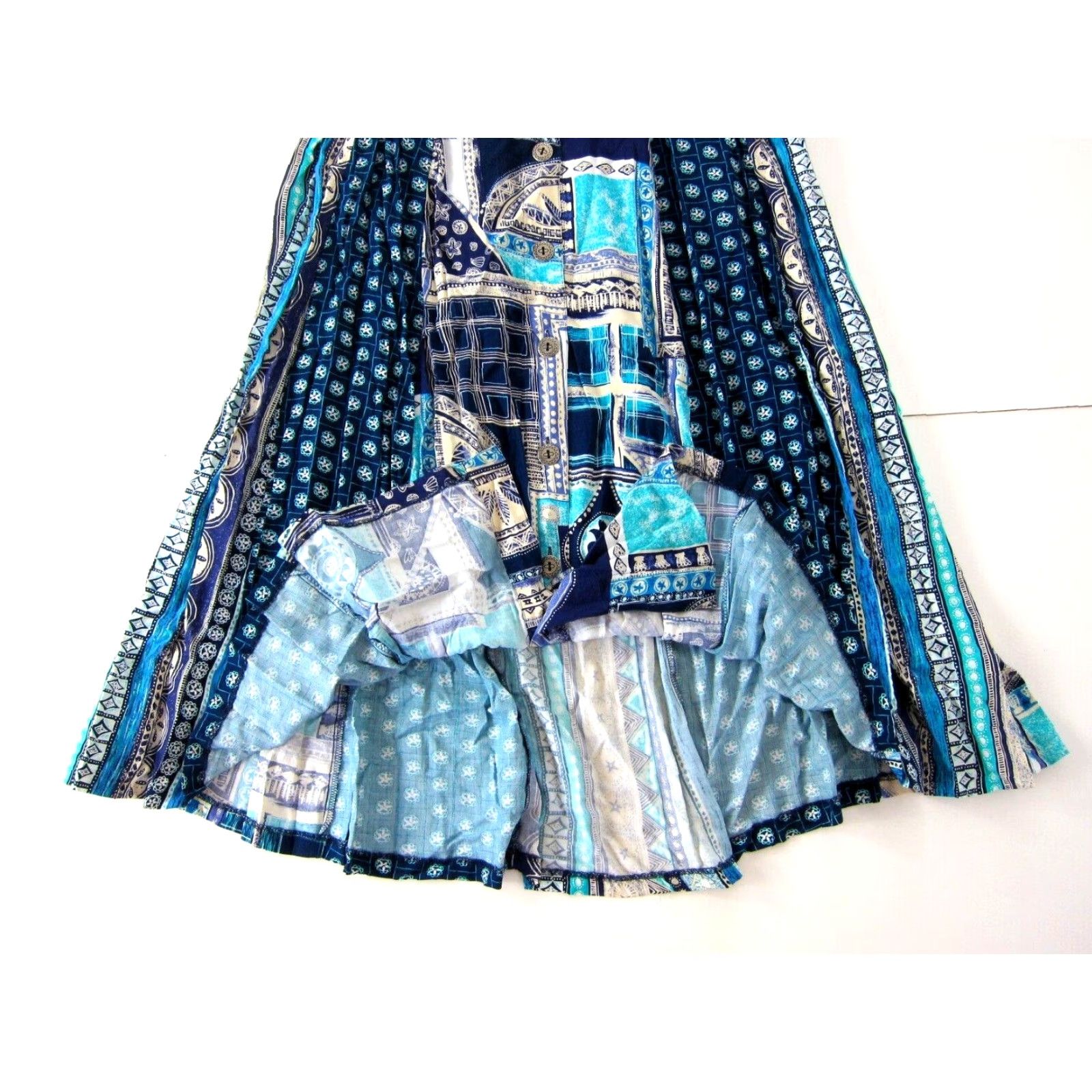 Vintage NWT SK & COMPANY 100% Rayon Blue Purple White Button Down A-Line Skirt 16W Size 38" / US 16 / IT 52 - 6 Thumbnail