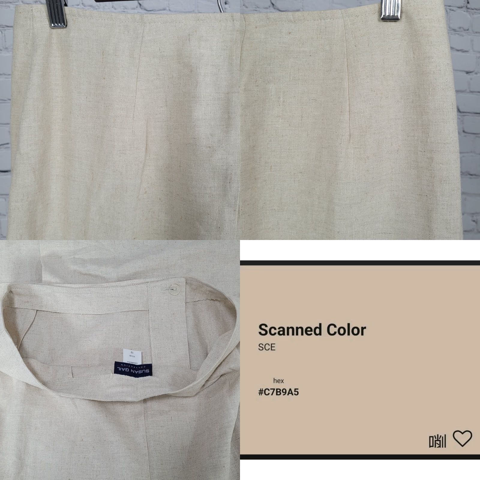 Vintage Susan Gail Beige Linen Blend Buttoned Wrap Skirt 12 Womens Long Red Bohemian Size 34" / US 12 / IT 48 - 9 Thumbnail