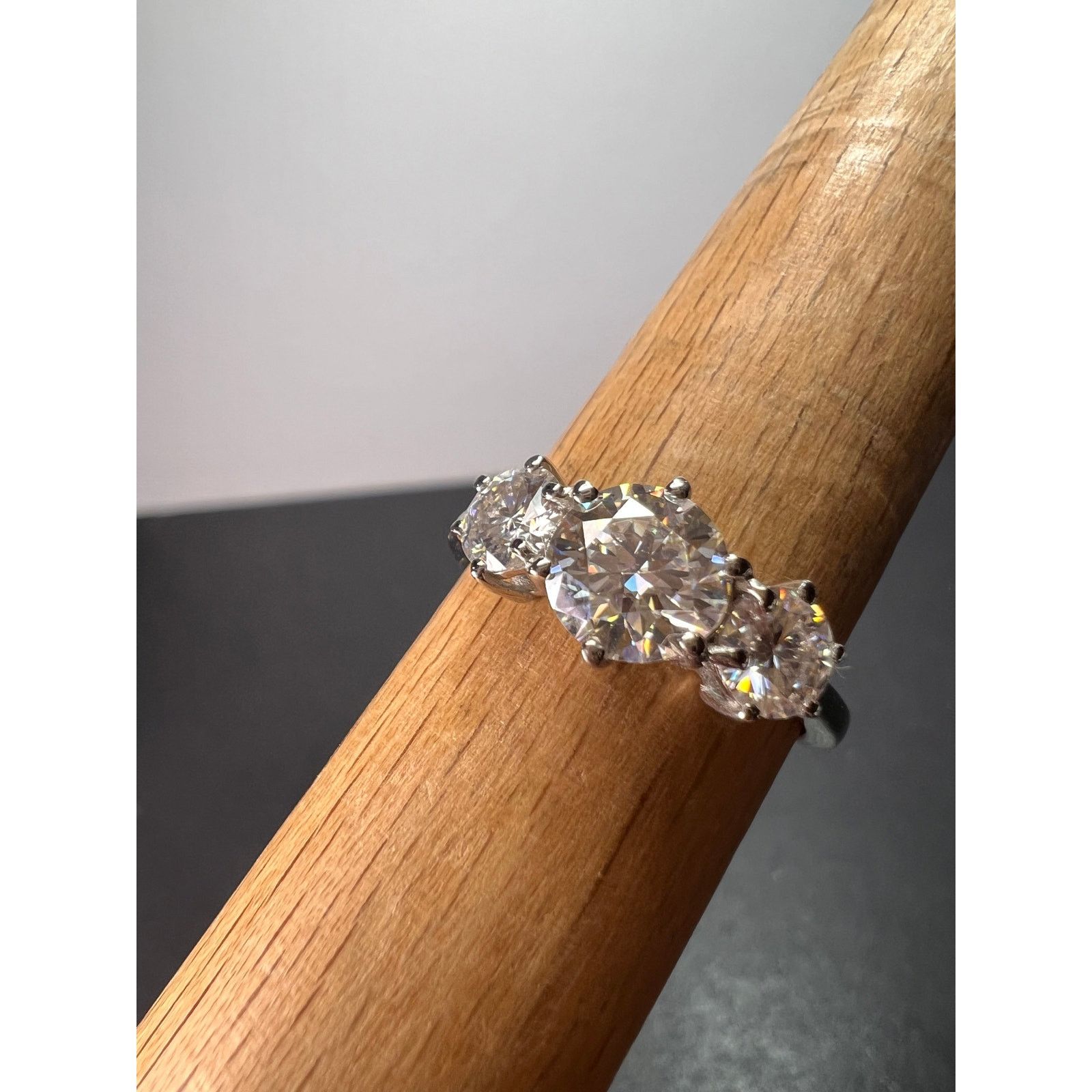 Other NEW Moissanite trilogy ring in platinum over 925 size 9 Size ONE SIZE - 4 Thumbnail