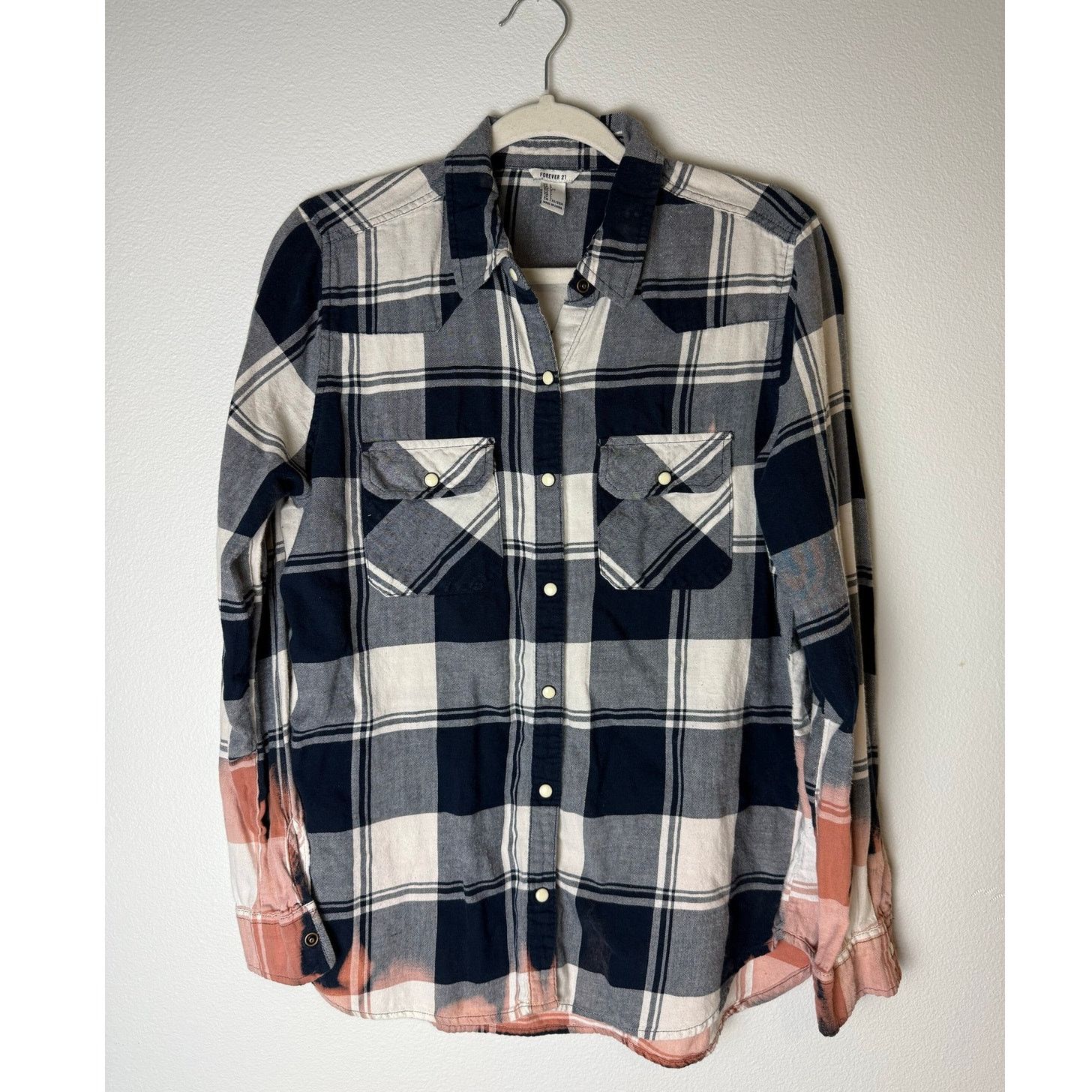 Forever 21 Bleached Pearl Button REBEL Western shirt, Sz L Size L / US 10 / IT 46 - 2 Thumbnail
