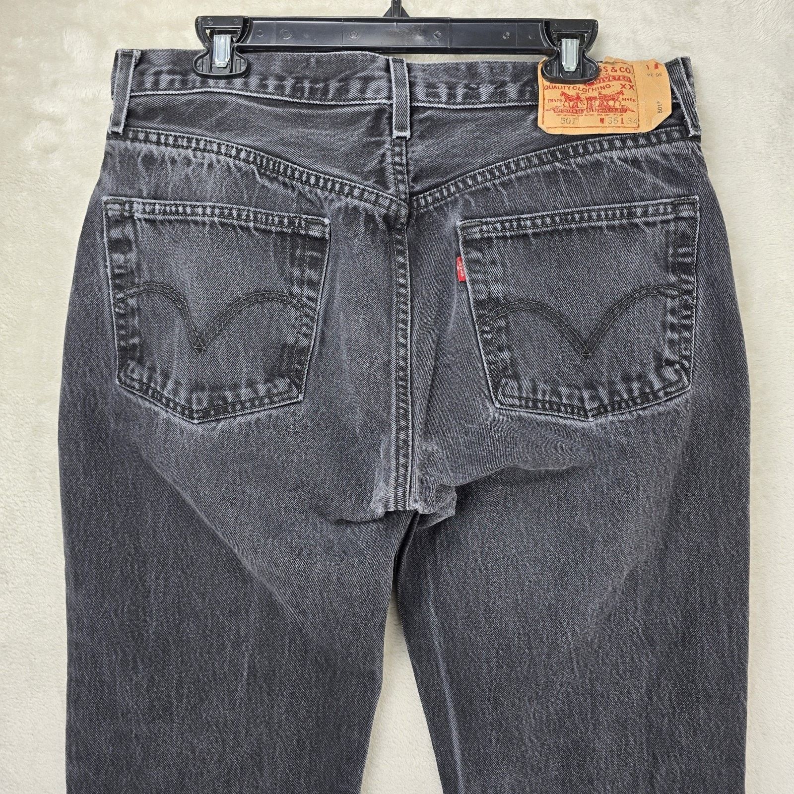 Levi's Vintage Levis Jeans 36x34 (Fits 34x31) Black 501 Y2K 2008 Size US 34 / EU 50 - 9 Thumbnail
