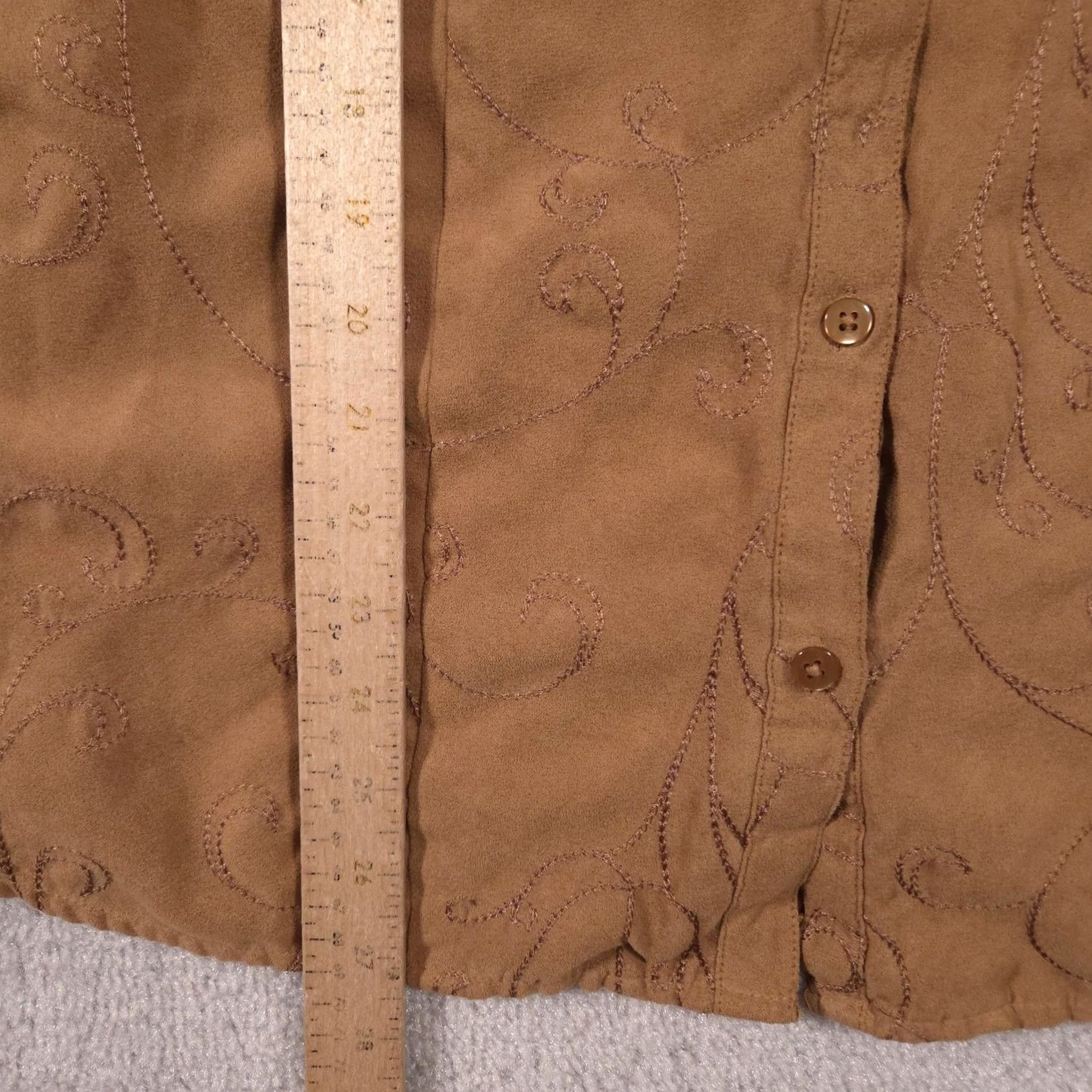 Croft & Barrow Croft & Barrow Shirt Womens XL Brown Paisley Embroidered Button Front Top Size XL / US 12-14 / IT 48-50 - 7 Thumbnail