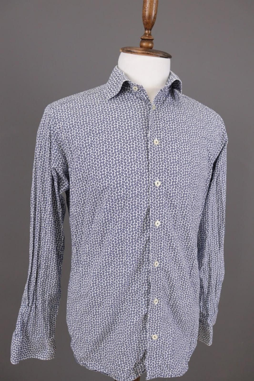 Eton Eton Slim Blue Floral Poplin Button Down Shirt Size 41 / 16 Size US M / EU 48-50 / 2 - 7 Thumbnail