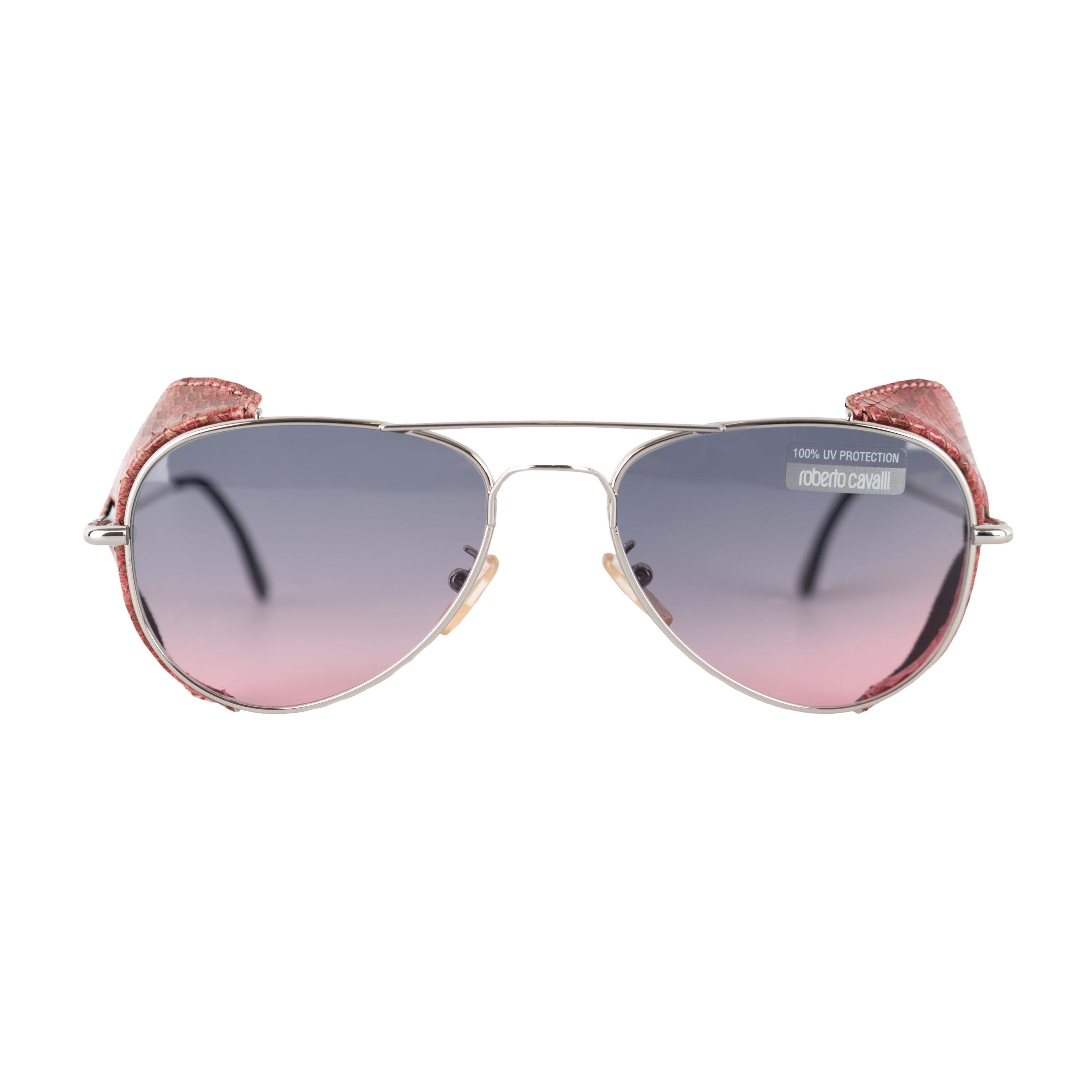 image of Roberto Cavalli Roberto Cavalli Aviator Snakeskin Sunglasses in Black, Women's