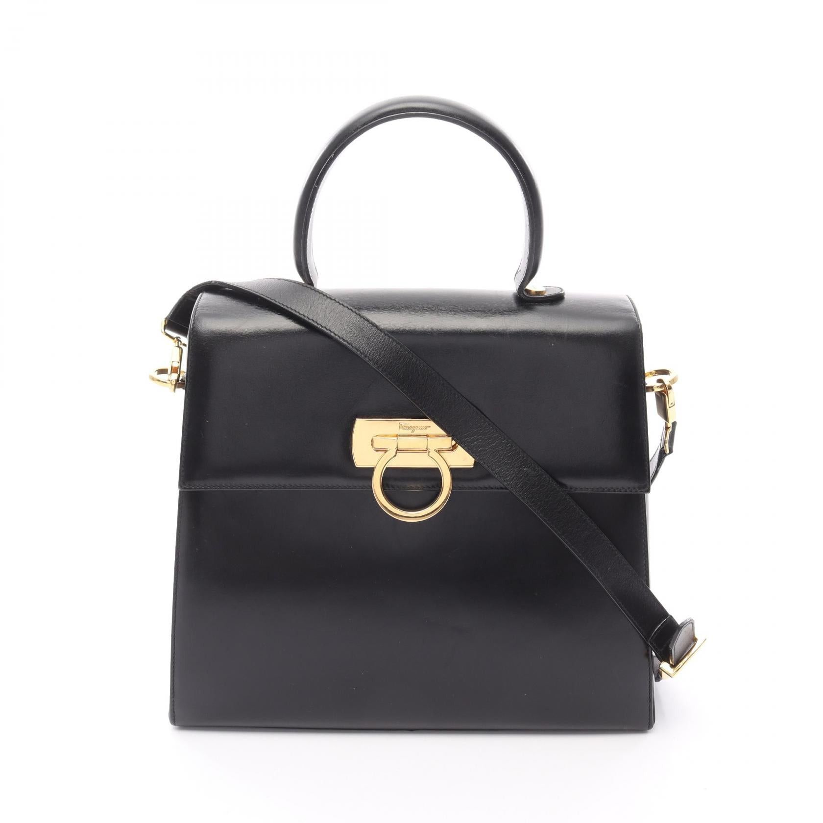 Salvatore Ferragamo Salvatore Ferragamo Gancini Handbag Leather Black Size ONE SIZE - 1 Thumbnail