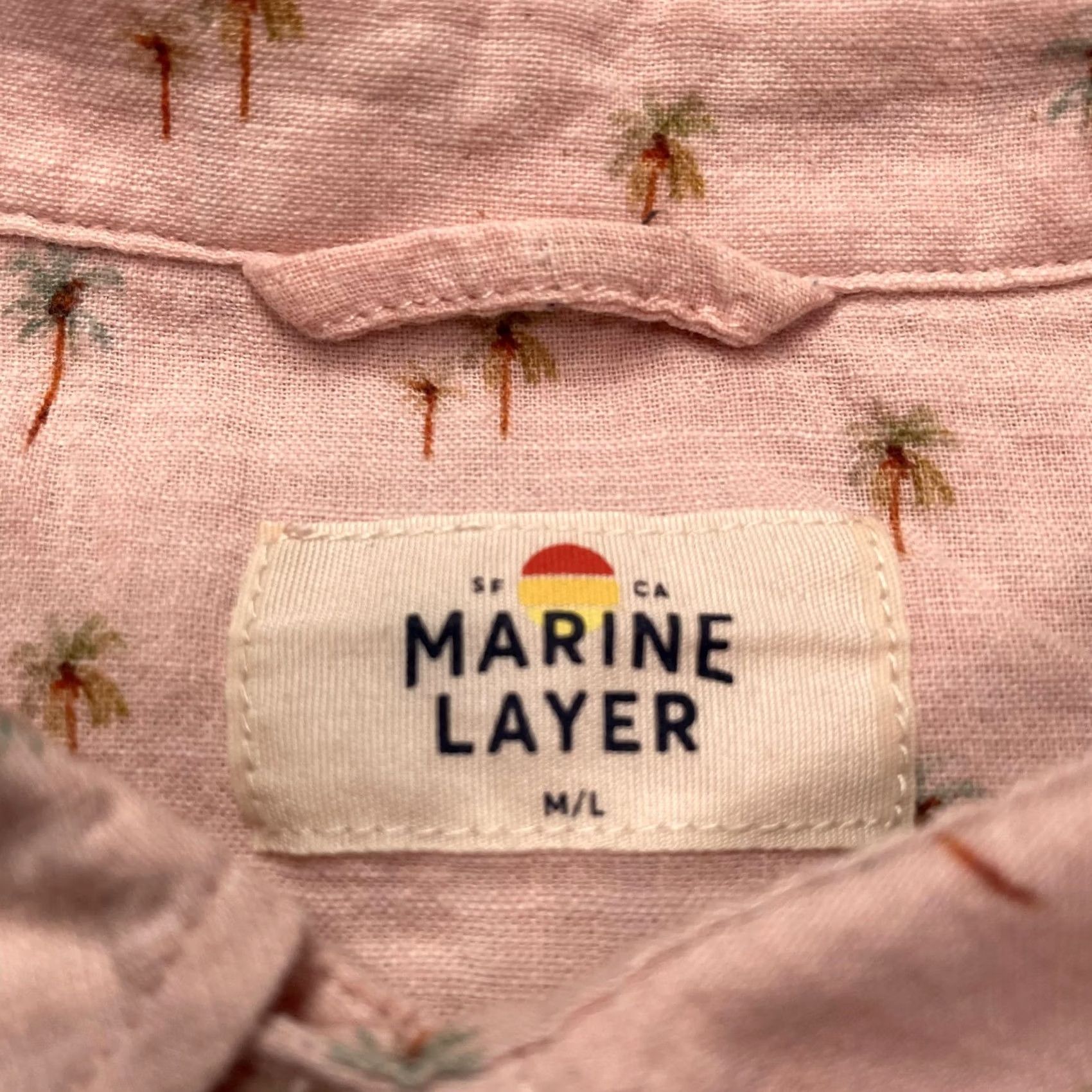 Marine Layer Marine Layer Shirt Mens M/L Pink Palm Tree Tropical Short Sleeve Button Up Size US M / EU 48-50 / 2 - 2 Thumbnail