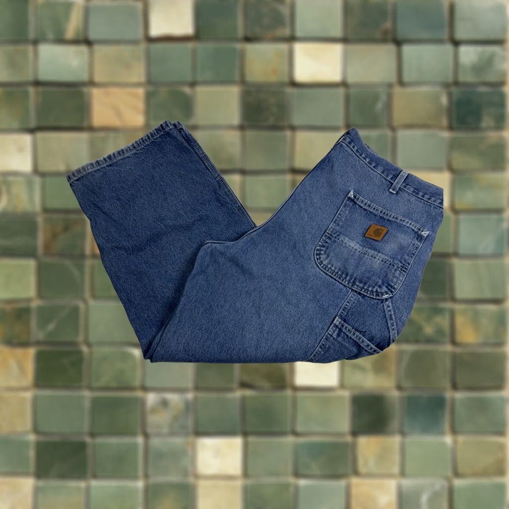 Carhartt Carhartt Jeans Loose Fit Carpenter 40x28 Blue Denim Utility Workwear Medium Wash Men Regular Jeans Denim Blue 40x28 Wide 5-Pocket USA Cowboy Vintage? Size US 40 / EU 56 - 1 Thumbnail