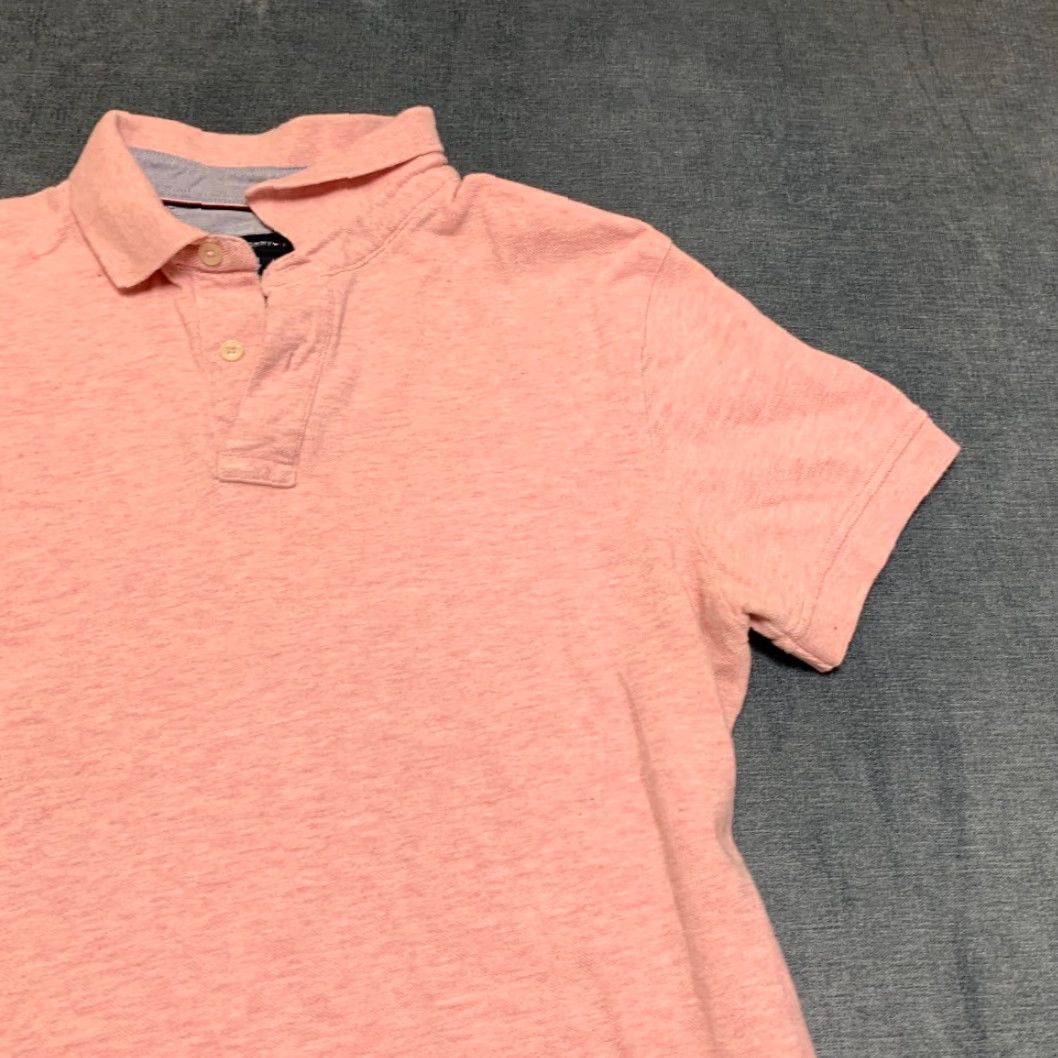 Tommy Hilfiger Tommy Hilfiger Polo Shirt Men Medium Pink Melange Textured Side Slit Golf Tennis Shirt Mens Cotton Breathable Casual Size US M / EU 48-50 / 2 - 5 Thumbnail