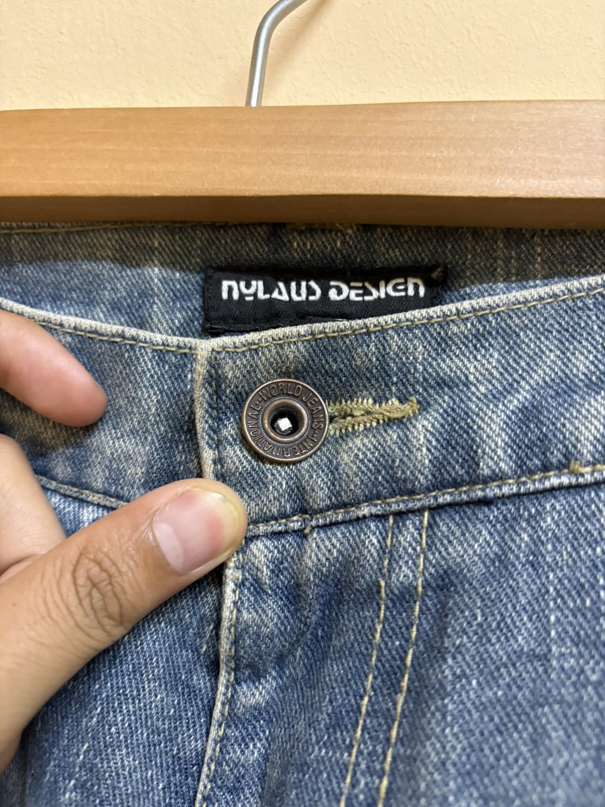 If Six Was Nine Vintage Nylaus Design Flare Jeans Parachute Denim Style Size US 30 / EU 46 - 18 Thumbnail