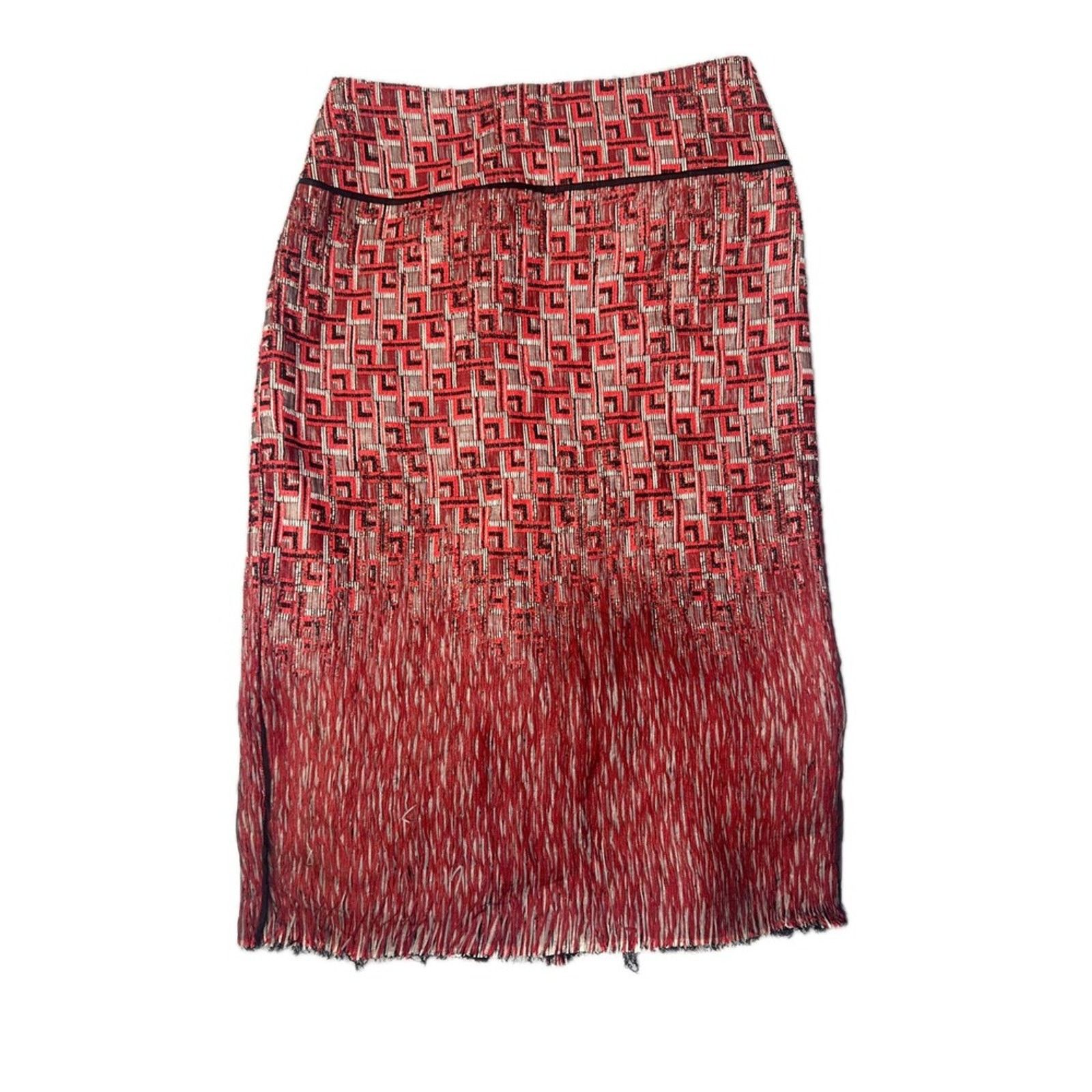 Tory Burch Tory Burch Red Geometric Jacquard Pencil Skirt –size 4 Size 22" - 1 Thumbnail
