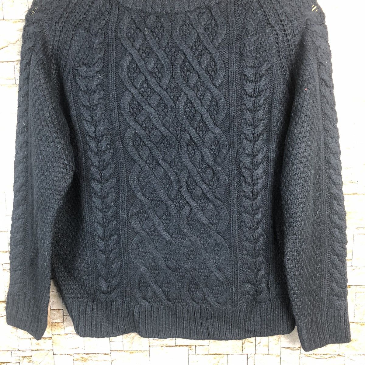 Aran Isles Knitwear × GU GU Dark Blue aran isle cable Knitwear #A762 Size S / US 4 / IT 40 - 3 Thumbnail