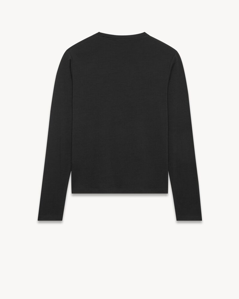 Saint Laurent Paris o1b1hav111125 710035 Top Cassandre in Wool Jersey in Black Size US S / EU 44-46 / 1 - 2 Thumbnail