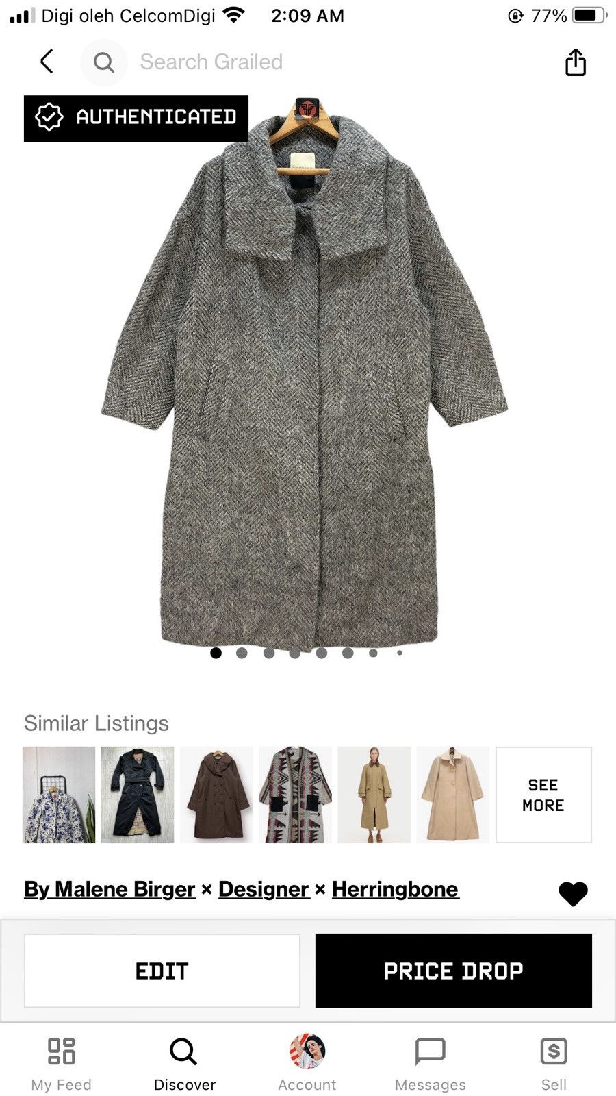 By Malene Birger BY MALENE BIRGER ECLIPES HERRINGBONE LONG COAT #7138-111 Size XS / US 0-2 / IT 36-38 - 15 Thumbnail