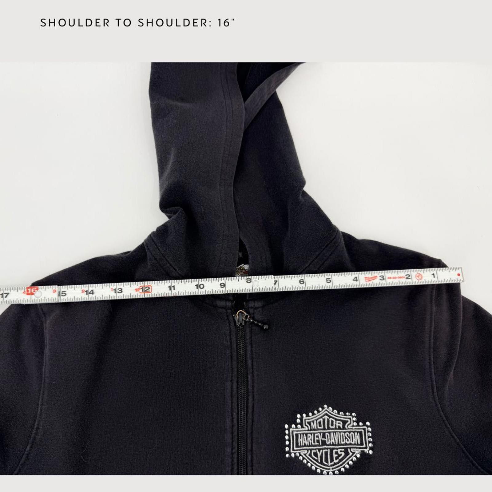 Harley Davidson Vintage Harley Davidson Hoodie Full Zip Black XXL- Y2K Size ONE SIZE - 7 Thumbnail