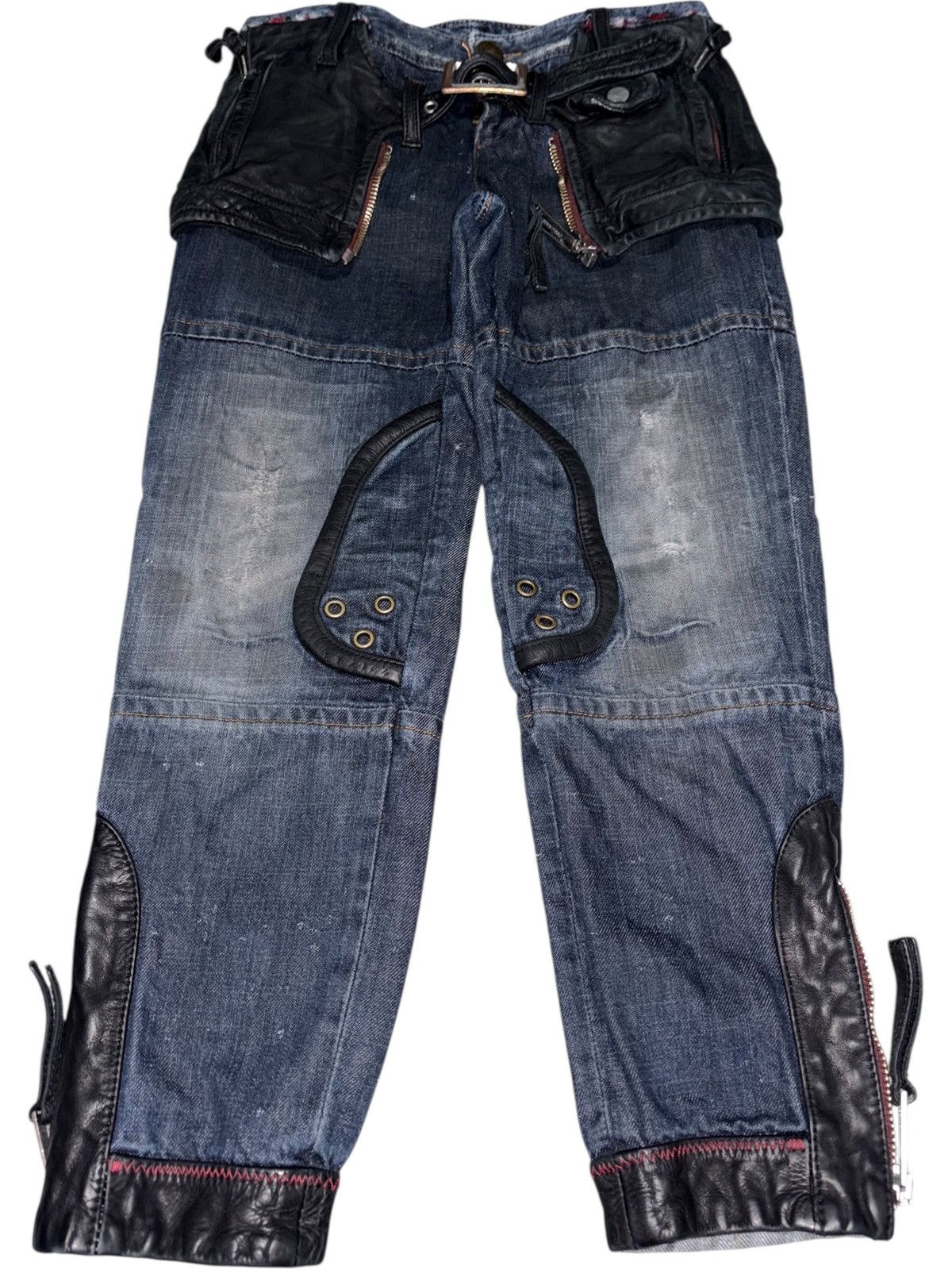 Dsquared2 Dsquared2 Leather Denim Jeans tactical bondage skirt buckle Size 28" / US 6 / IT 42 - 2 Thumbnail