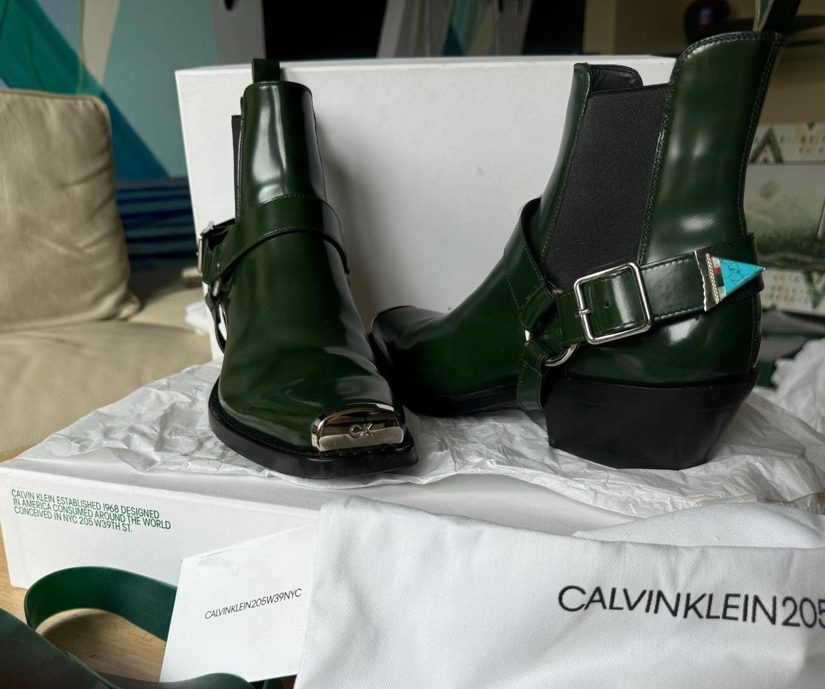 Calvin Klein 205W39NYC brown leather harness boots RARE Calvin Klein 205W39NYC Turquoise Leather Cowboy Boots Size 39 EU main image 4
