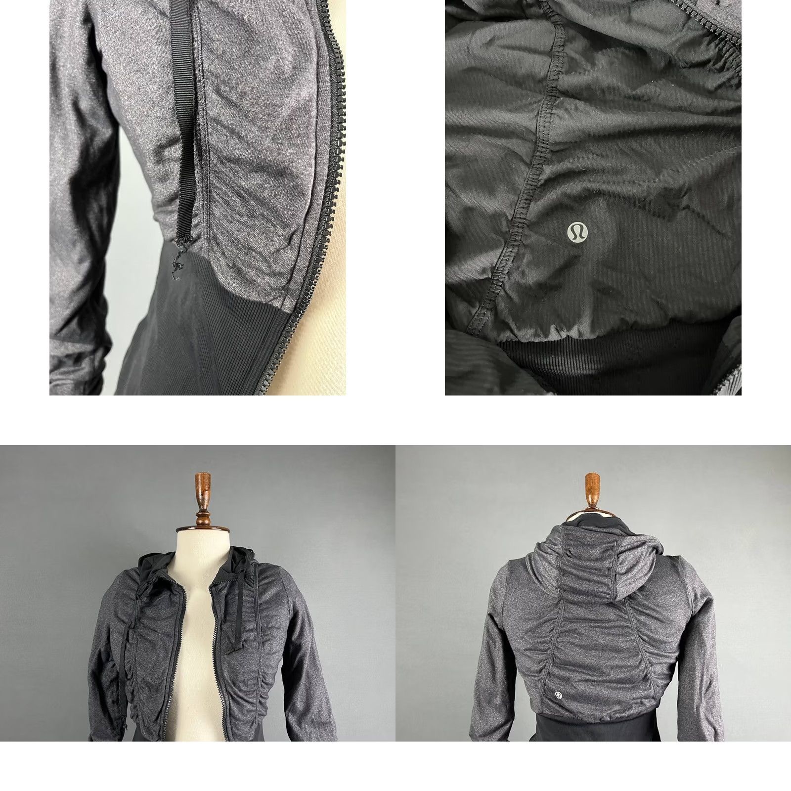 Lululemon Lululemon Hooded Jacket Reversible Full Zipper Gray & Black Long Sleeve Womens Size ONE SIZE - 8 Thumbnail