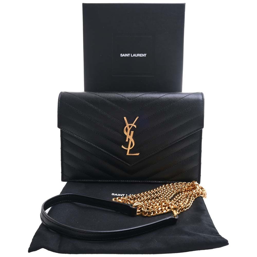 image of YVES Saint Laurent Chain Shoulder Wallet Black, Women's