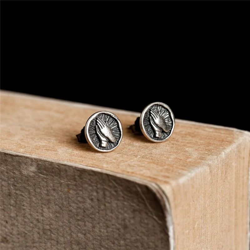 Jewelry Devout Hands Stud Earrings 925 Sterling Silver Ear Gift Size ONE SIZE - 2 Thumbnail