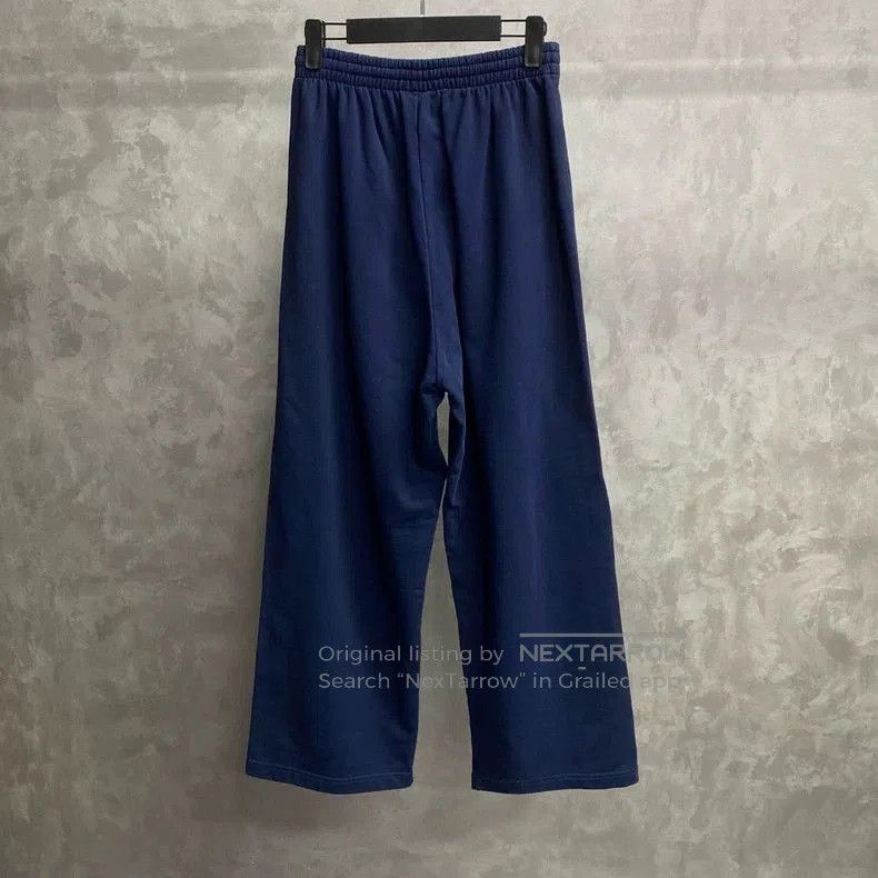 balenciaga adidas navy blue embroidered logo sweatpants.