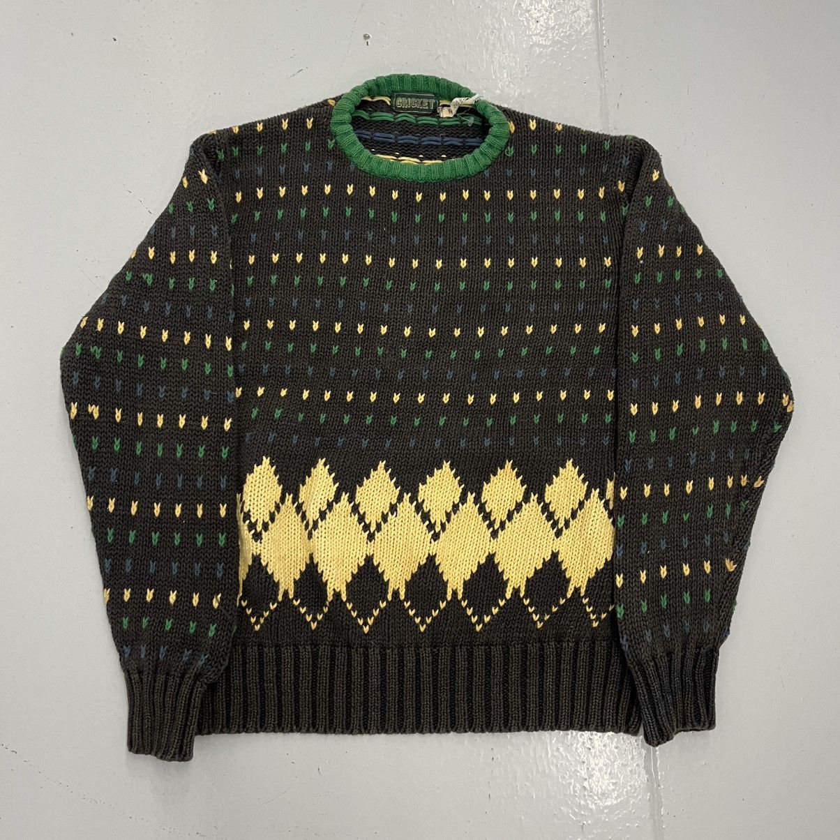 Other Vintage 90s Cricket Black Pattern Cotton Boxy Sweater Size US L / EU 52-54 / 3 - 1 Thumbnail