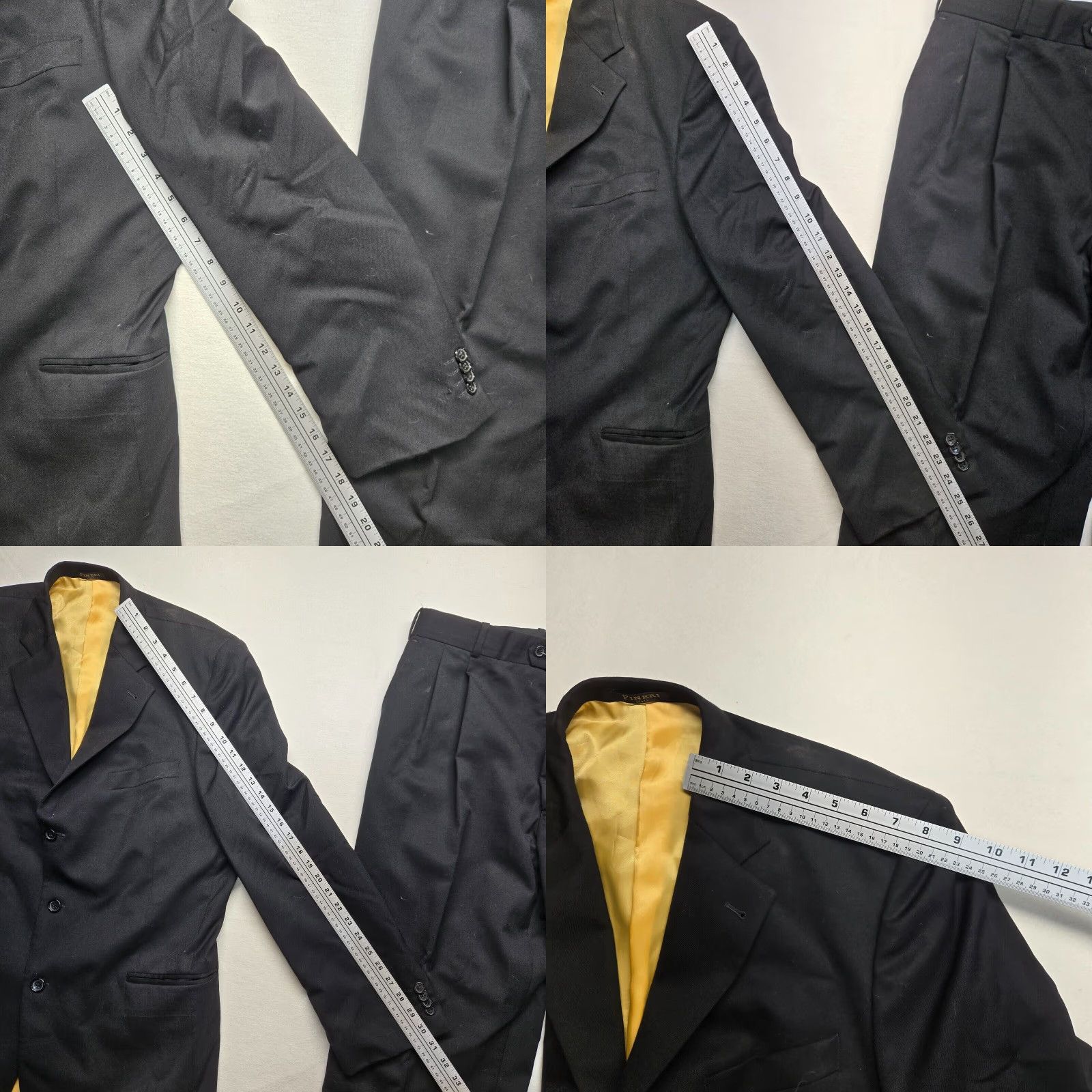 Vintage VINTAGE Fineri Italy Men's Wool Blazer Suit 2 Piece Black Striped Formal Jacket Coat Pants 44 Size 44R - 8 Thumbnail
