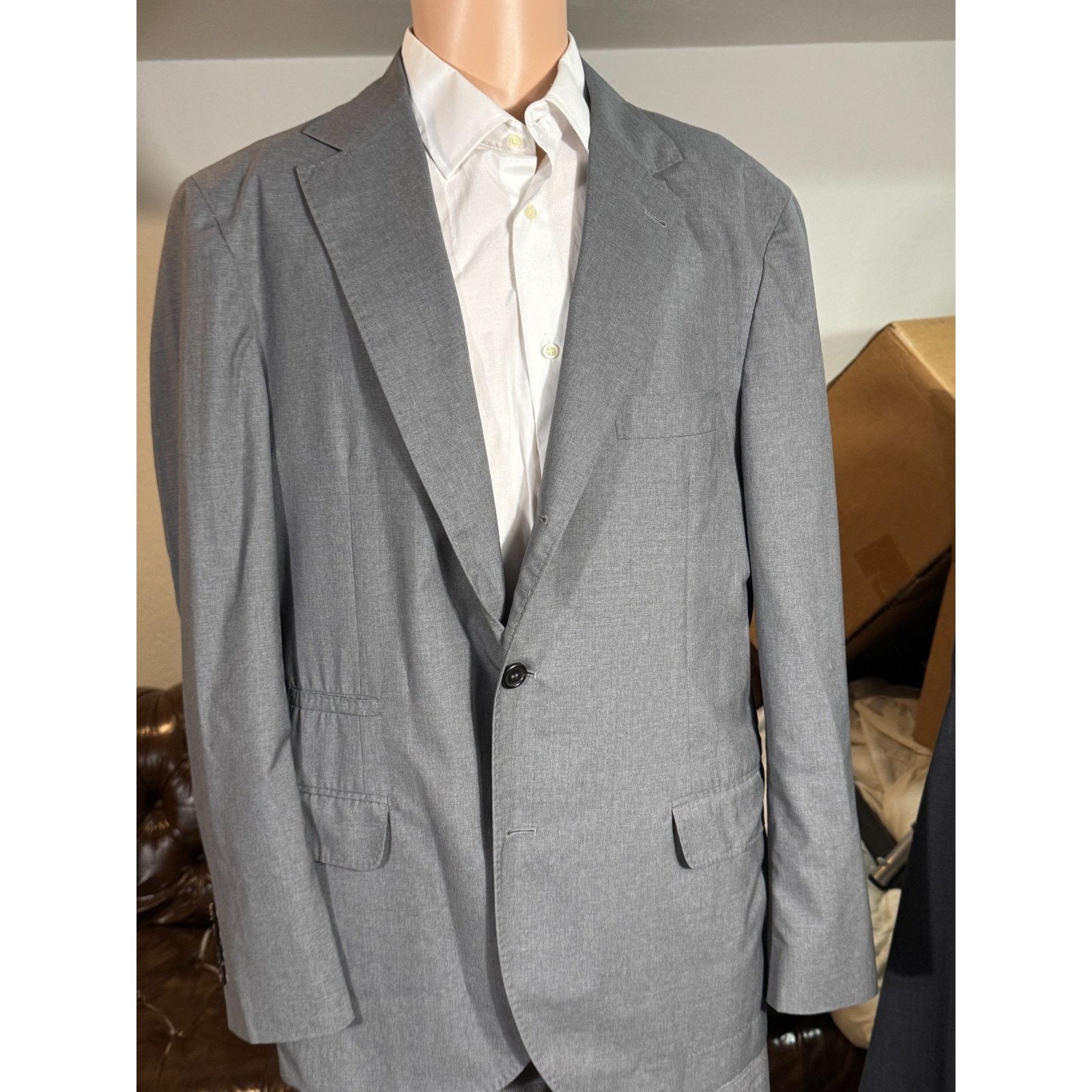 Brunello Cucinelli Brunello Cucinelli Gray Wool Silk Deconstructed Blazer 54 44 Size 44R - 2 Thumbnail