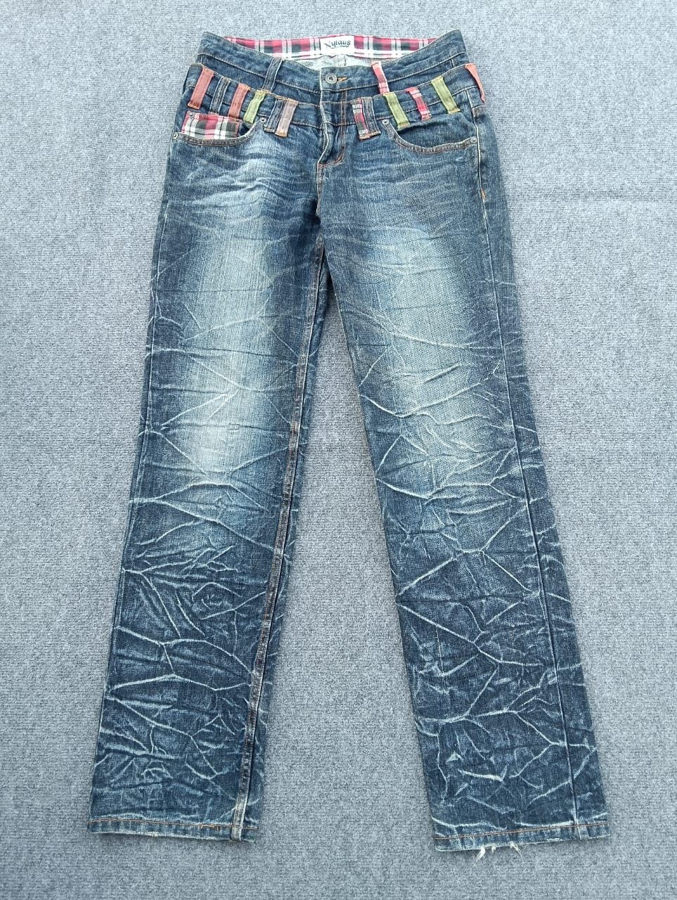 Japanese Brand Nylaus Double Waist Lightning Bolt straight cut jeans. Size US 31 - 1 Thumbnail