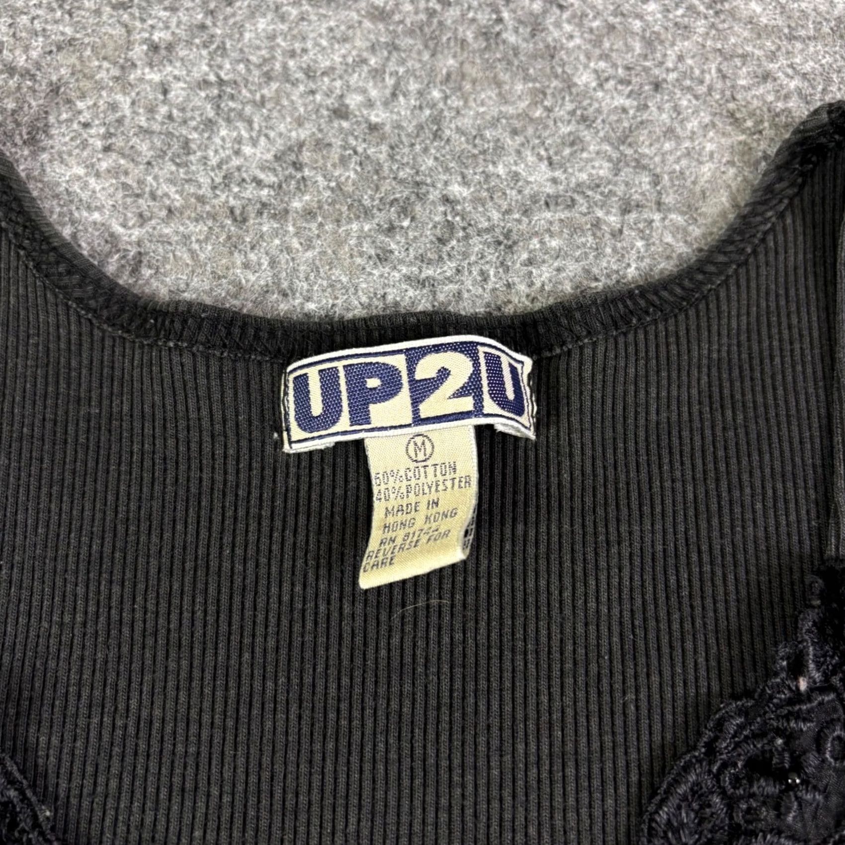 Vintage Up2U Black Tank Top Womens M Sleeveless Lace Trim V-Neck Camisole Shirt Shirt Size M / US 6-8 / IT 42-44 - 5 Thumbnail