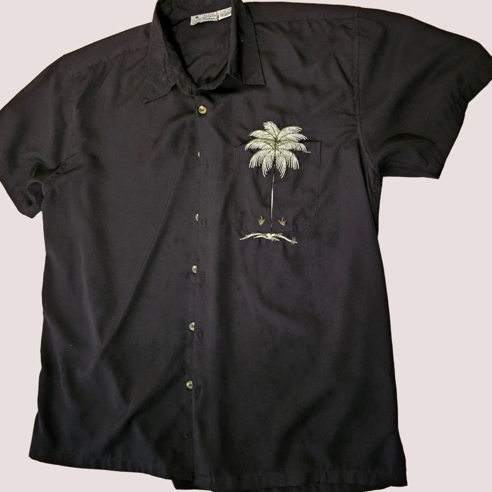 Vintage VINTAGE Resortwear Hawaiian Button-Up Shirt XL Black Pocket Palm Mens Size US XL / EU 56 / 4 - 1 Thumbnail