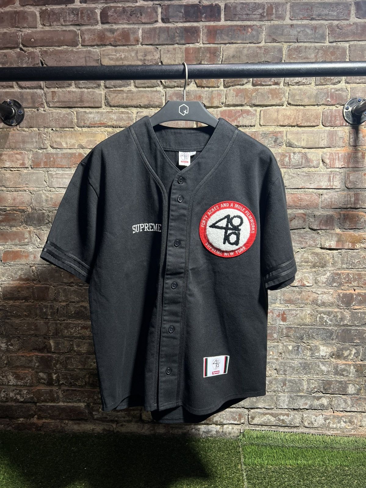 トップス Supreme x 40 Acres Twill Baseball Jersey Supreme 40 Acres Twill Baseball Jersey Black Men's - SS25 - US
