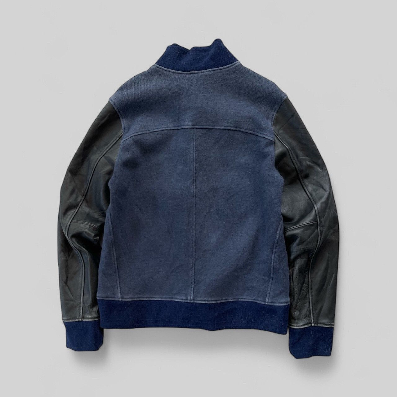 If Six Was Nine × Japanese Brand × Le Grande Bleu (L.G.B.) 🔥Vintage Shama Japan Leather Sleeve Hybrid Jacket Size US S / EU 44-46 / 1 - 5 Thumbnail