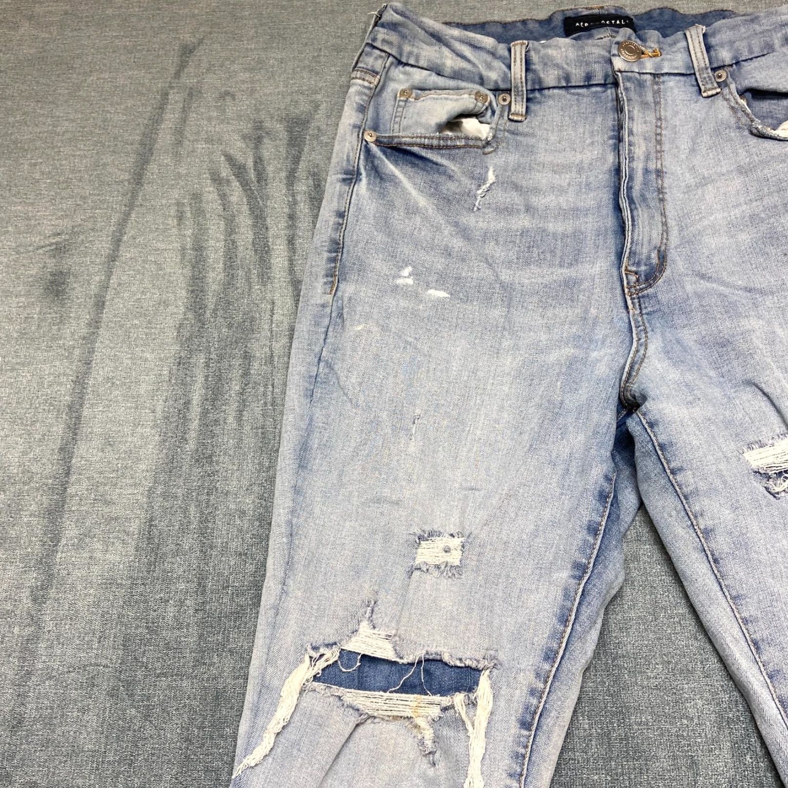 Aeropostale Aeropostale Curvy Jegging Jeans Womens 14 Blue Distressed Frayed Hem High Rise Size 36" / US 14 / IT 50 - 4 Thumbnail