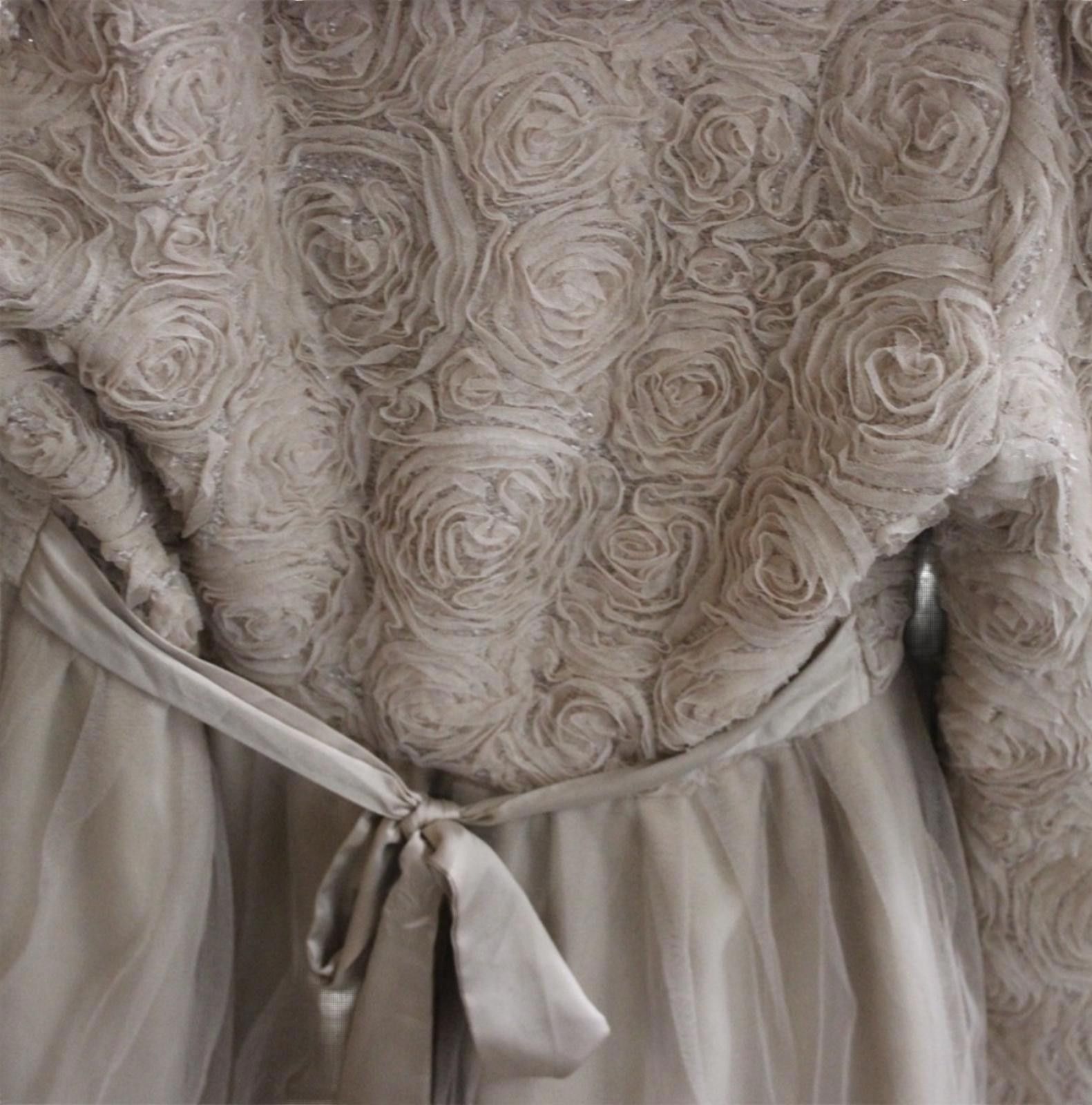 Ryuichiro Shimazaki Ryu Beige Embroidered and Pearl-Accented Dress w Tulle Small Size S / US 4 / IT 40 - 5 Thumbnail